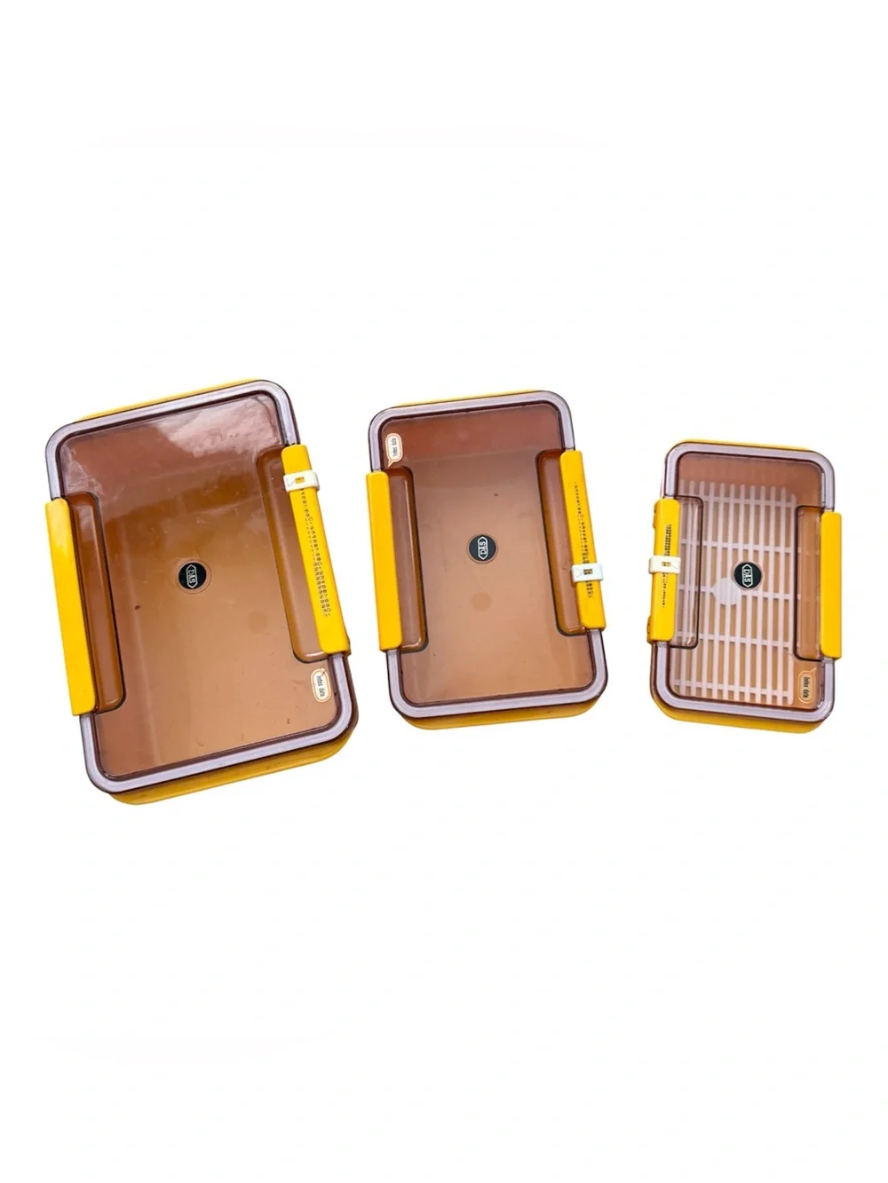 SHIN SAN Vtg Yellow Sealable Food Storage BENTO Box Containers 3 Sizes-3 in Set